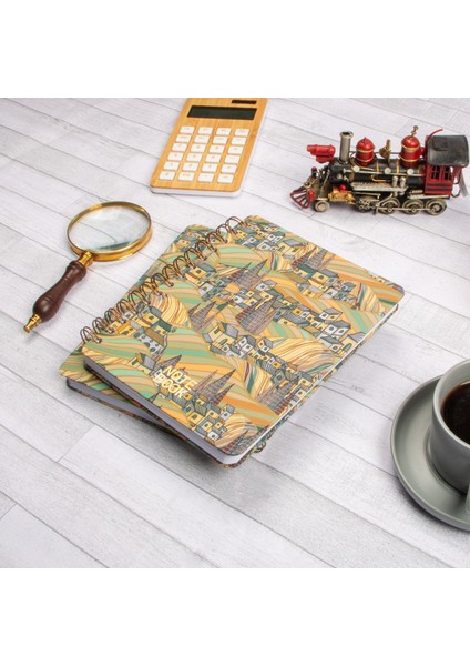 16,5x20 cm Şehir Sert Kapak Noktalı Tarihsiz Spiralli Defter