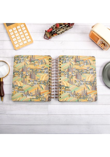 16,5x20 cm Şehir Sert Kapak Noktalı Tarihsiz Spiralli Defter