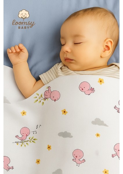 Little Pink Wings Müslin Bebek Örtüsü – Pamuk, Hafif, Nefes Alan, Oeko- Tex Sertifikalı Örtü