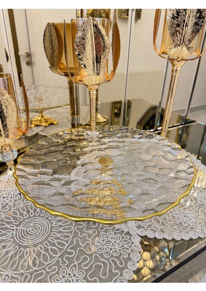 Elite Gold Ayaklı Gold Detaylı Gondol & Şekerlik & Sunumluk Model4 1 Adet
