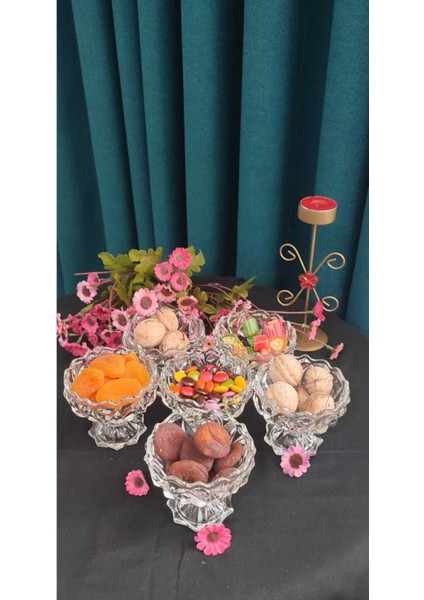 Elite 6 Lı Ayaklı Cam Prızma Model Lokumluk Reçel Sosluk Drajelik 110 ml 7 cm Boy. 8 cm Ağız Ölçu 1 Adet