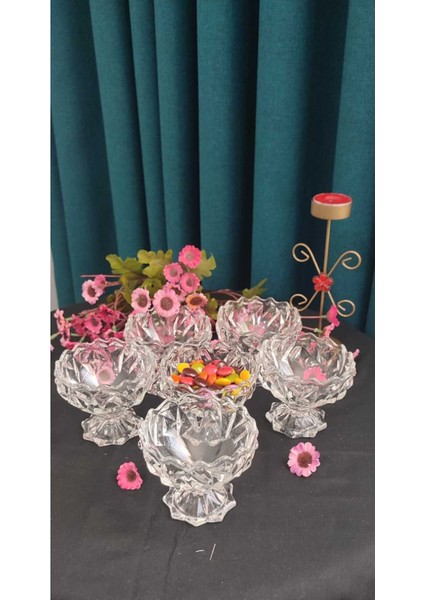Elite 6 Lı Ayaklı Cam Prızma Model Lokumluk Reçel Sosluk Drajelik 110 ml 7 cm Boy. 8 cm Ağız Ölçu 1 Adet
