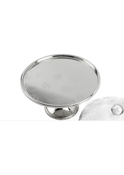 Elite Darly Gümüş Cam Kapaklı Metal Kek Standı 22X27CM P142.801139 1 Adet
