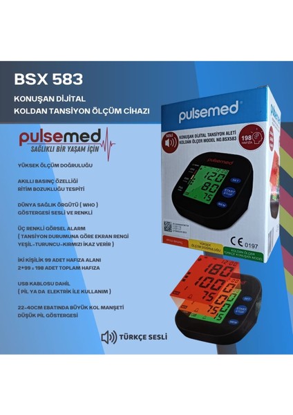 Türkçe Konuşan Dijital Tansiyon Ölçüm Cihazı BSX583 fiyatları