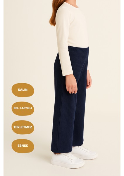 Beli Lastikli Indigo Kız Çocuk Eşofman Altı - Rahat Geniş Paça Kalın Kumaş 7-8-9-10-11-12-13-14 Yaş fiyatları