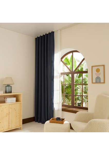 Perla Keten Fon Perde Petrol 150x270 cm