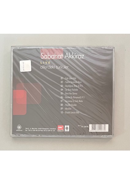 Sabahat Akkiraz Live Dillerdeki Türküler CD (Jelatininde Sıfır Orjnal Dönem Baskı Cd) fiyatları