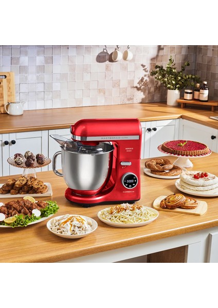 Mastermaid Chef Ultra D2000W Dijital Ekranlı Hamur Yoğurma Makinesi Imperial Red 7 L