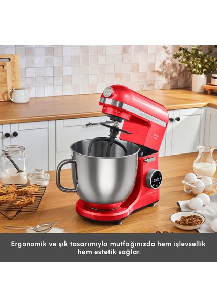 Mastermaid Chef Ultra D2000W Dijital Ekranlı Hamur Yoğurma Makinesi Imperial Red 7 L