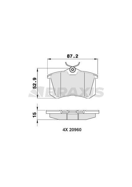 Arka Fren Balatası Mgn Iı Lgn Golf Iıı Iv Passat Iıı Polo C3 C4 P307 Audı A3 A4 (87X52.9X15MM)