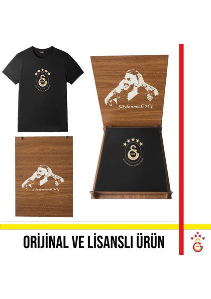 Lisanslı 2025 Logolu Şampiyonluk Siyah T-Shirt Hediye Icardi Ahşap Kutulu