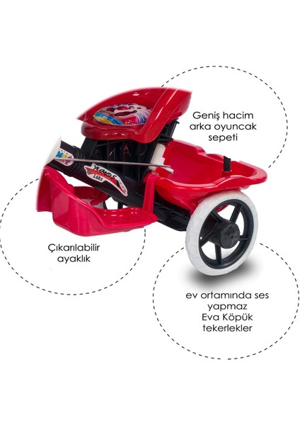 Çocuk Kırmızı Kedi Itmeli Ebeveyn Kontrollü Tenteli 3 Tekerlekli Bisikleti fiyatları