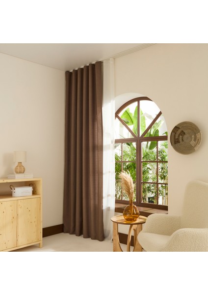Perla Keten Fon Perde Vizon 150x270 cm