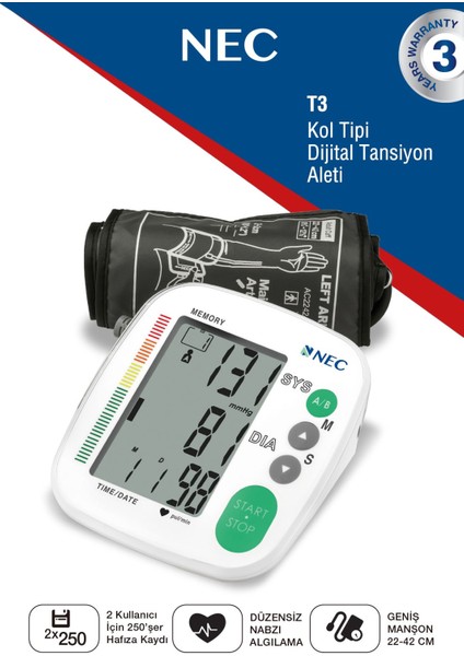 T3 Kol Tipi Dijital Tansiyon Aleti