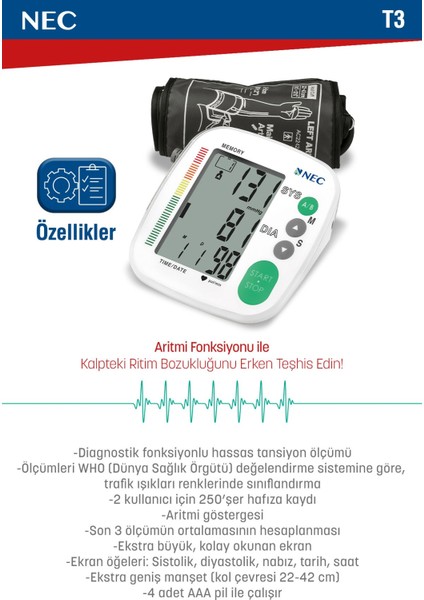 T3 Kol Tipi Dijital Tansiyon Aleti