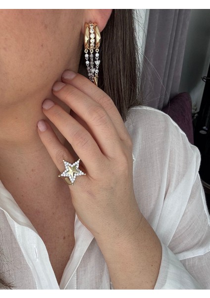 Taşlı Yıldız Ayarlanabilir Yüzük modelleri