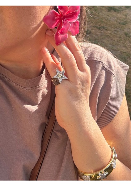 Taşlı Yıldız Ayarlanabilir Yüzük indirimleri