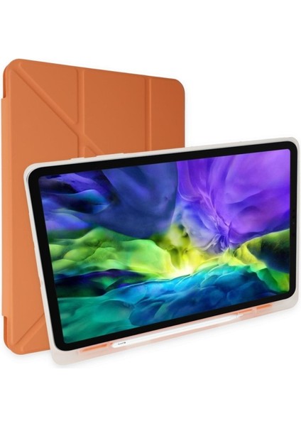 Samsung Galaxy Tab S6 Lite P610 Uyumlu Origami Kalem Bölmeli Trifolding Yumuşak Silikon Kılıf
