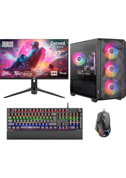 DRX7082 Ryzen 5 7600 16GB Ddr5 Ram 1tb Nvme 8gb RTX4060 27 Inç 240Hz Curved Oyun Hazır Sistem