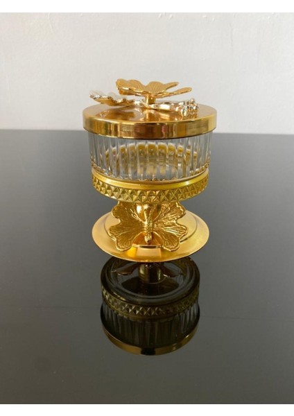 Elite Paşabahçe Elysia Gold Renk Tekli Metal Ayaklı Kelebekli Şekerlik 1 Adet