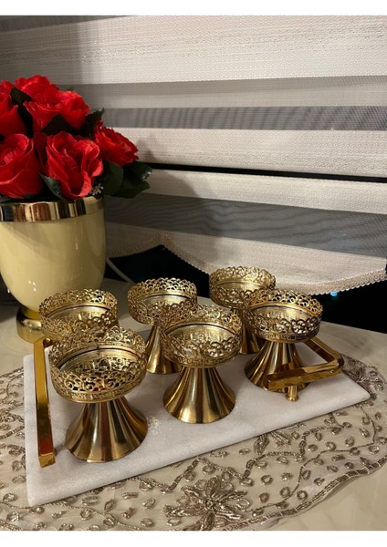 Elite Gold Kaplama 6 Lı Makaronluk Kahve Yanı Sunumluk Mini Şekerlik 1 Adet