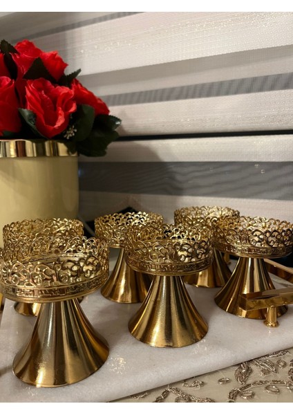Elite Gold Kaplama 6 Lı Makaronluk Kahve Yanı Sunumluk Mini Şekerlik 1 Adet modelleri
