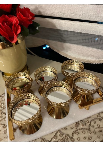 Elite Gold Kaplama 6 Lı Makaronluk Kahve Yanı Sunumluk Mini Şekerlik 1 Adet fırsatları