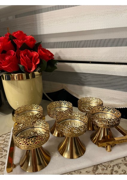Elite Gold Kaplama 6 Lı Makaronluk Kahve Yanı Sunumluk Mini Şekerlik 1 Adet indirimleri