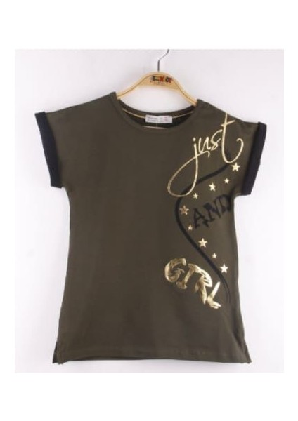 Kız Çocuk Just And Girl Baskılı Kol Detaylı Tişört