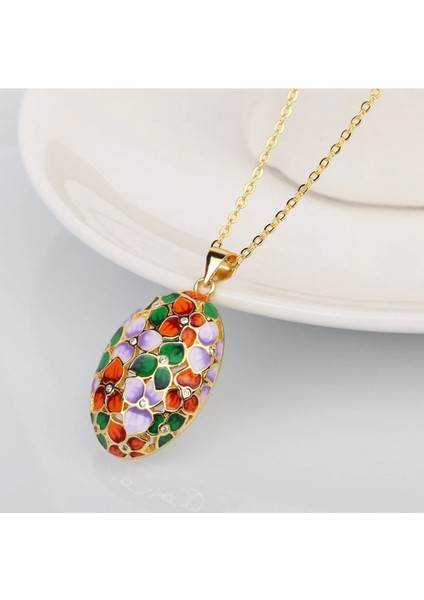 Glaze Flover El Yapımı Emaye 925 Ayar Gümüş & Altın Kaplama Özel Tasarım Zirkon Taşlı Çiçekli Kolye fırsatları
