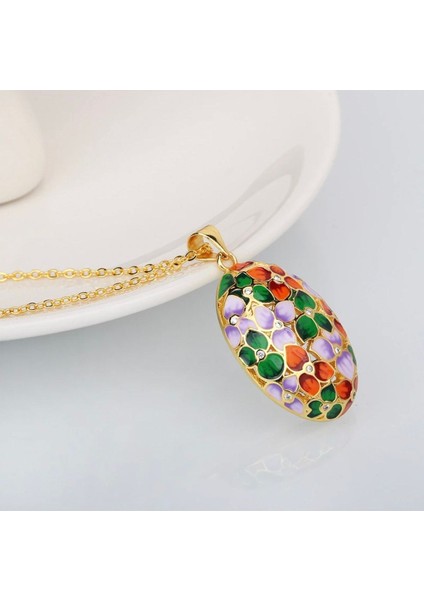 Glaze Flover El Yapımı Emaye 925 Ayar Gümüş & Altın Kaplama Özel Tasarım Zirkon Taşlı Çiçekli Kolye indirimleri