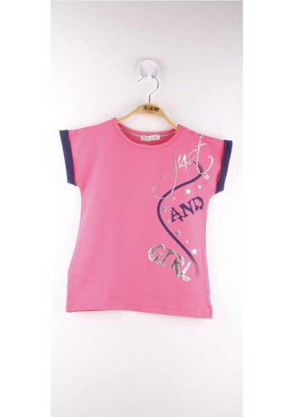 Kız Çocuk Just And Girl Baskılı Kol Detaylı Tişört
