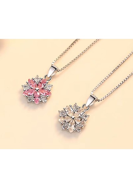 Kamelya Çiçeği Figürlü Zirkon Taşlı 925 Ayar Gümüş Hediye Kutulu Sade Şık Tasarım Gümüş Kolye modelleri