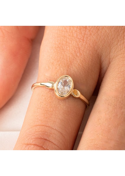 Gümüş Yüzük - Signity Swarovski Taşlı Tek Taş Evlilik Teklifi Yüzüğü-0.90 Karat Kristal Opal 925 Ayar Gümüş Yüzük