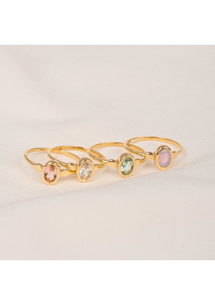 Gümüş Yüzük - Signity Swarovski Taşlı Tek Taş Evlilik Teklifi Yüzüğü-0.90 Karat Kristal Opal 925 Ayar Gümüş Yüzük