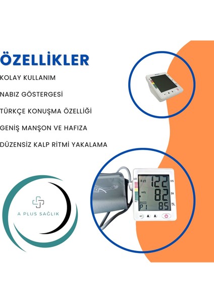 Koldan Konuşan Tansiyon Aleti Geniş Ekran Tansiyon Aleti Klinik Onaylı Geniş Manşon