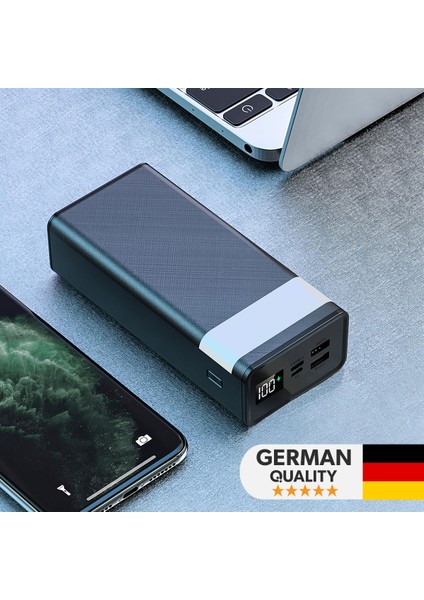 30000MAH Dijital Göstergeli Fenerli Powerbank 22.5W Hızlı Taşınabilir Şarj Cihazı