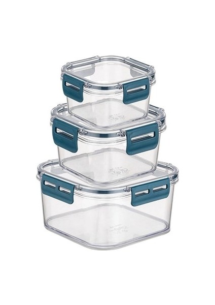 ® 3'lü Pratik Silikon Contalı Sızdırmaz Kapaklı Sağlam Istiflenebilir Saklama Kapları fırsatları