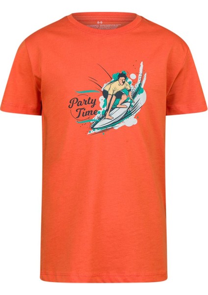 Aja Çocuk Baskılı T-Shirt Turuncu 216