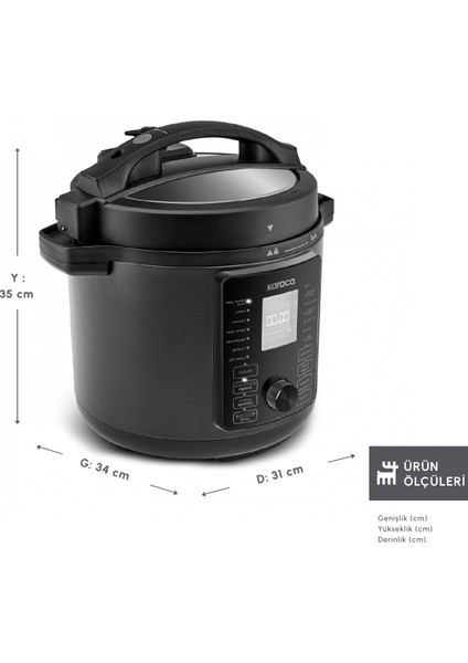 Cooker Elektrikli Düdüklü Basınçlı Pişirici Matte Black 6 L fiyatları
