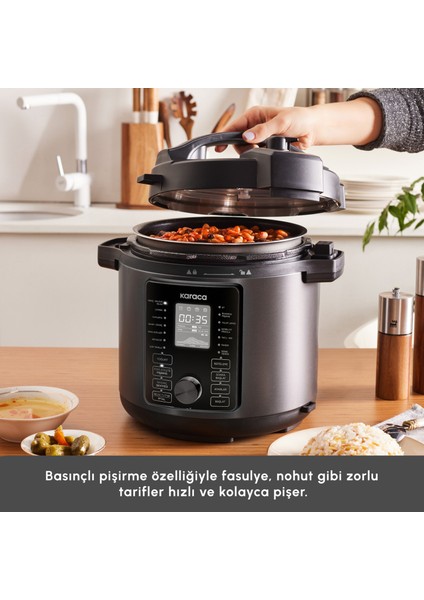 Cooker Elektrikli Düdüklü Basınçlı Pişirici Matte Black 6 L