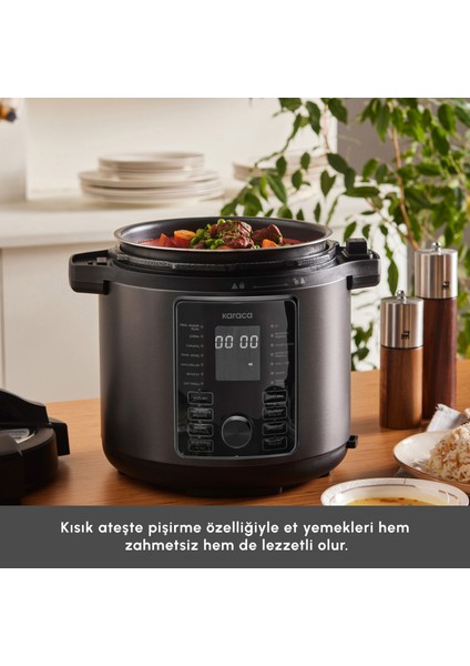Cooker Elektrikli Düdüklü Basınçlı Pişirici Matte Black 6 L