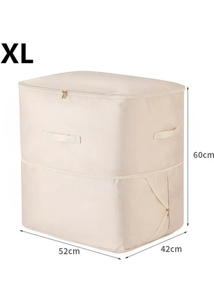 Alan Tasarruf Sıkıştırma Depolama Tote Çanta Ağır Dereceli Çok Amaçlı Dikdörtgen Kumaş Organizatör Giysiler ve Battaniyeler Renk: 1 Adet Beige-Xl (Yurt Dışından)