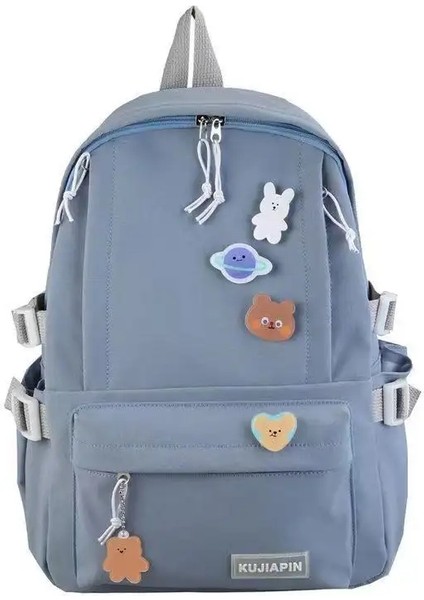 Yeni Harajuku Okul Çantası Öğrenci Büyük Kapasiteli Okul Çantası Taze Trend Backpack Fan Work Giyim Tarzı Sırt Çantası Renk: Mavi (Yurt Dışından)