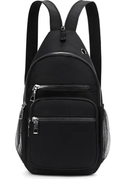 Fengdong Kadınlar Küçük Sırt Çantası Göğüs Çantası Sling Messenger Çantalar Kadın Spor Çantası Mini Seyahat Çantası Çantası Crossbody Bag Girl Geri Paket Renk: Siyah (Yurt Dışından)