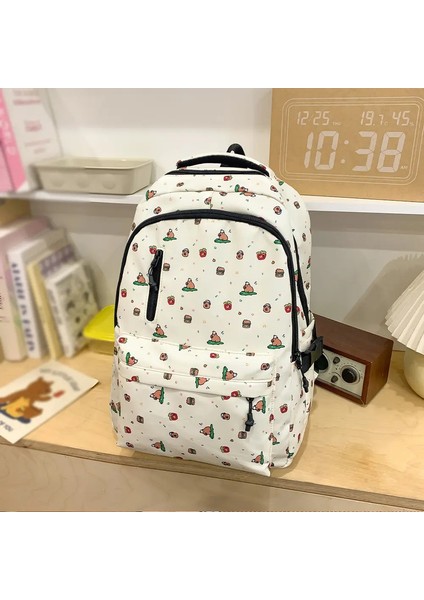 Sevimli Capibala Baskılı Sırt Çantası Dişi Niş Rahat All-Fit Sırt Çantası Büyük Kapasiteli Hafif Öğrenci Çantası Renk: Bai Eyu (Yurt Dışından)