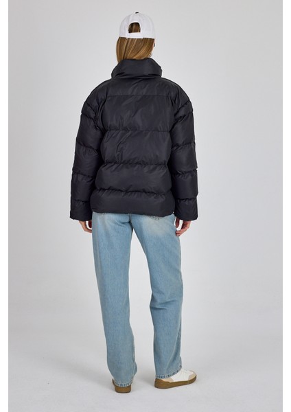 Siyah Oversize Dik Yaka Şişme Mont 4010 indirimleri
