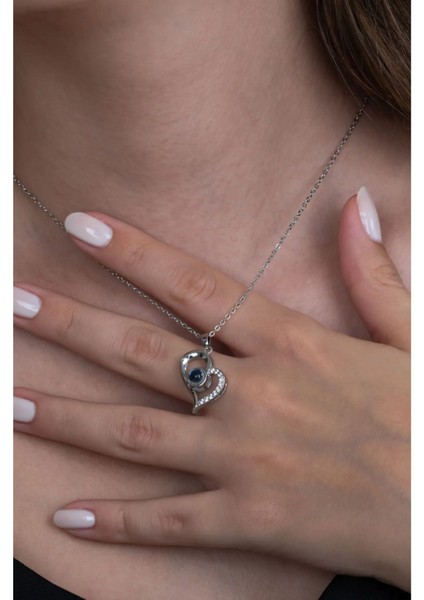 100 Dilde Seni Seviyorum Yazılı Zirkon Taşlı Sevgiliye Özel Tasarım Kadın Paslanmaz Çelik Kolye