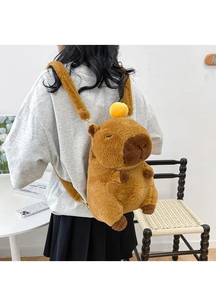 Kawaii Yeni Capya Peluş Peluş Kadınlar Için Çok Çok Yönlü Karikatür Komik Capibala Çantası Büyük Kapasite Tote Çanta Çocuk Hediye Rolor: STBAG523-A1 (Yurt Dışından)