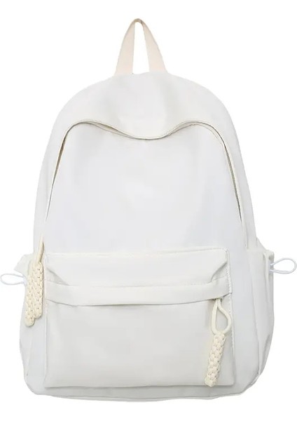 Kadınlar Okul Çantası Su Geçirmez Büyük Kapasiteli Okul Sırt Çantası Pürüzsüz Fermuarı Düz ​​renkli Gençler Kırtan Gündüz Çantası Çantası Öğrenci Tedarik: Bej (Yurt Dışından)